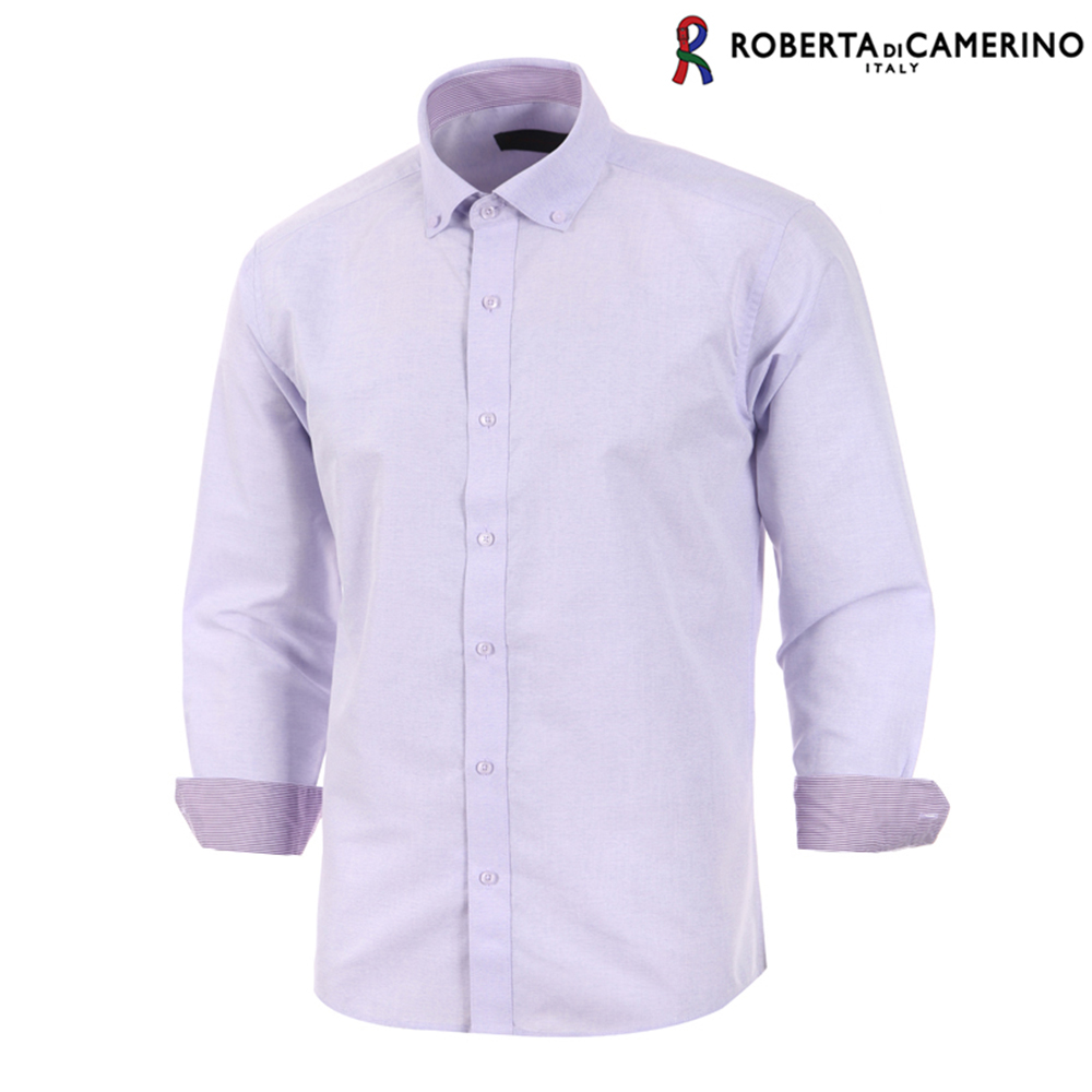 로베르타디까메리노 남성 일반핏 솔리드 버튼다운 핑크 셔츠 RL1-403-4