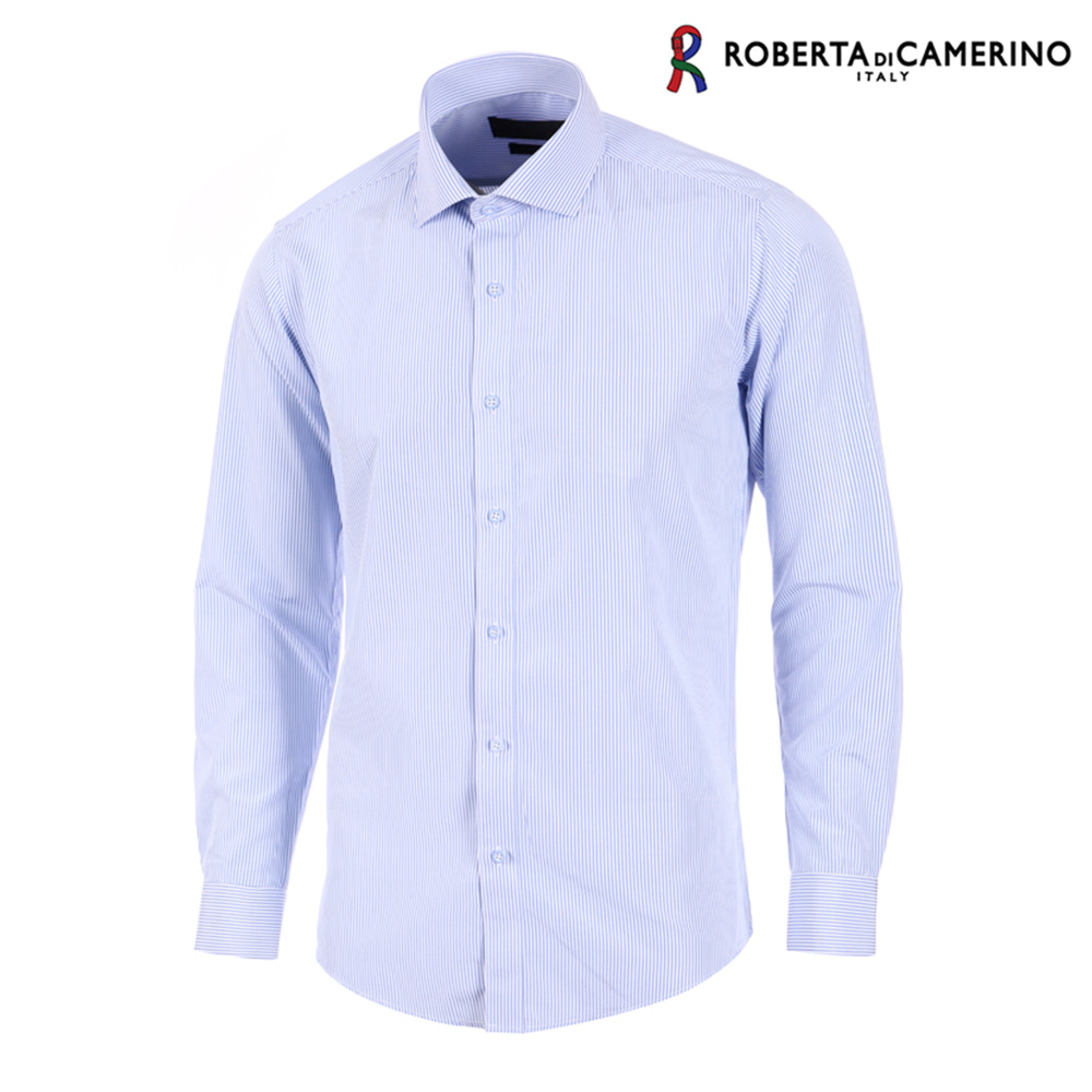 로베르타디까메리노 남성 슬림핏 스트라이프 라이트 블루 셔츠 R1-352-2