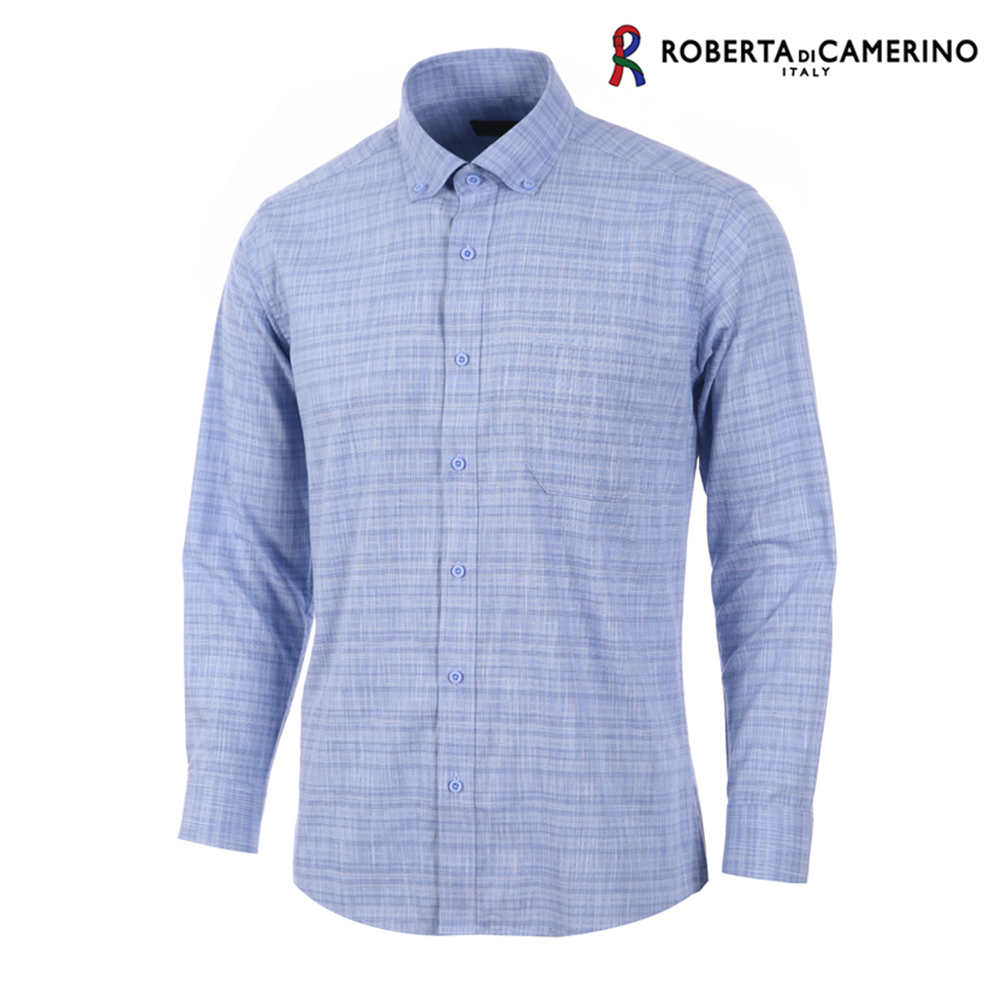 로베르타디까메리노 남성 일반핏 체크도비 버튼다운 블루 셔츠 RL1-205-2