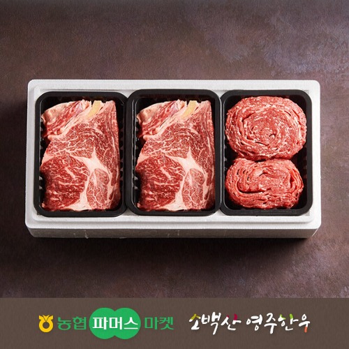 농협영주한우 [냉장] 실속 가족 구이혼합세트3호 (등심x2/불고기) / 1.2kg