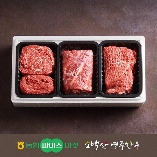 농협영주한우 [냉장] 실속 가족 정육혼합세트1호 (불고기/국거리(양지)/산적) / 1.2kg