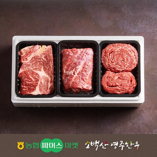 농협영주한우 [냉장] 실속 가족 정육혼합세트5호 (등심/불고기/국거리(양지)) / 1.2kg